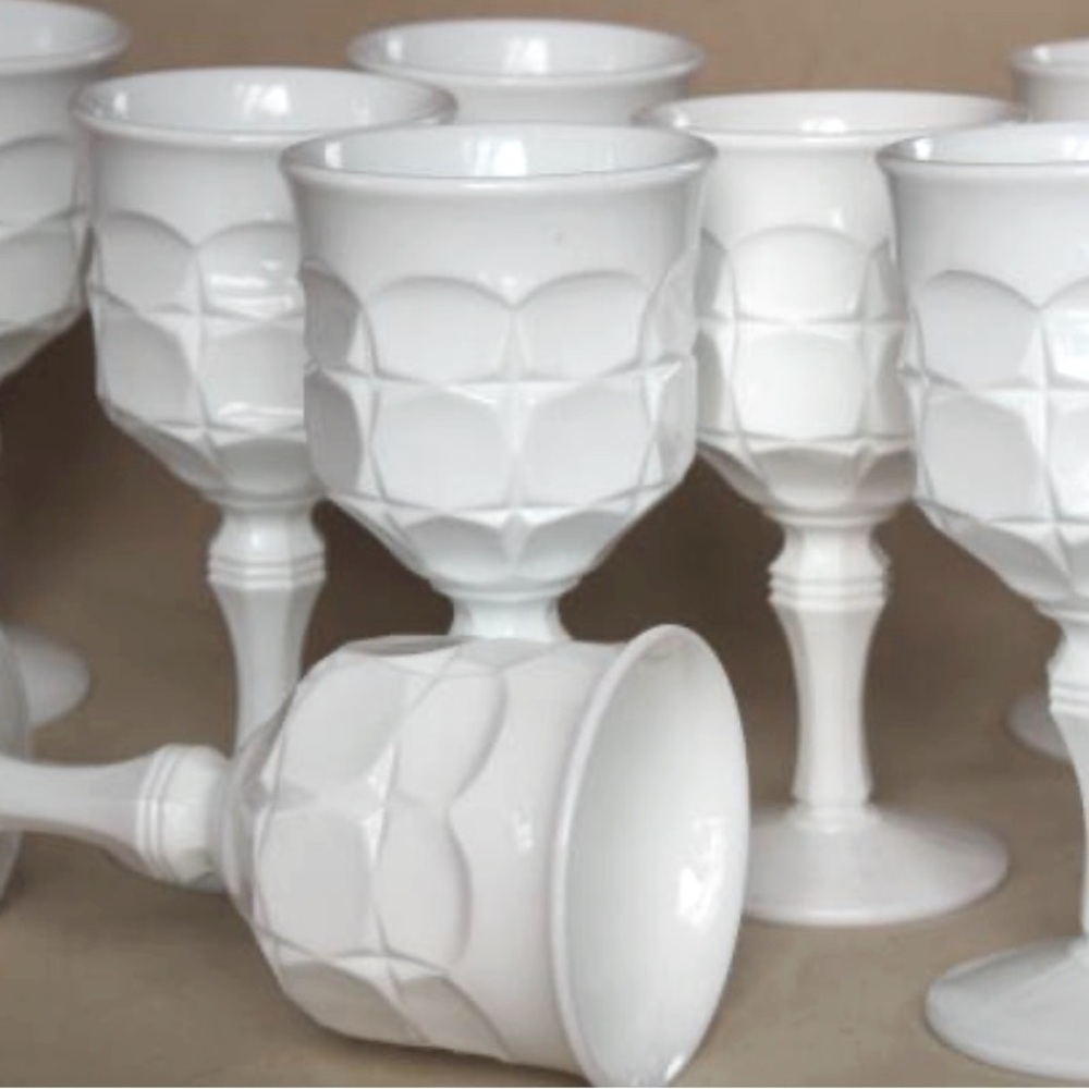 Indiana Glass Constellation Pattern White Milk Glass Water Wine Goblet. -2 - Picture 12 of 16